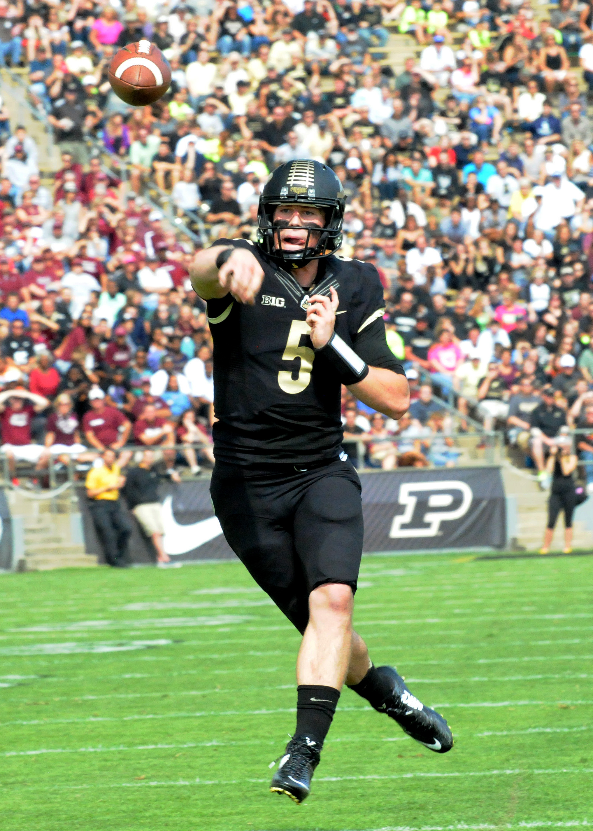 Purdue quarterback Danny Etling lets a pass fly against Southern Illinois.