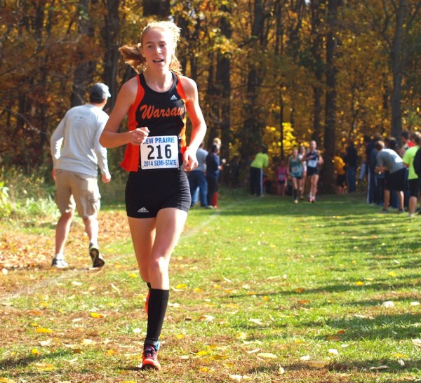 Sophomore Allison Miller led Warsaw to a third-place finish Saturday in the New Prairie Semistate. Miller was fourth overall in the semi state field (Photos provided by Tim Creason)