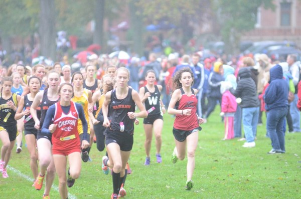 Allison Miller of Warsaw leads the pack early on in the regional Saturday. 