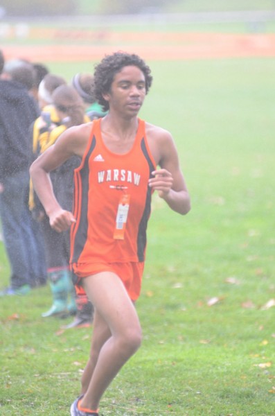 Avery Torres nears the finish line for the Tigers.