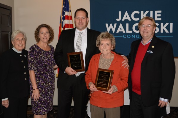 Jean Northernor, Marsha McSherry are shown with Republican Hall of Fame recipients Jason McSheery and Sheila Burner and Randy Girod, county chairman. (Photo by Deb Patterson)