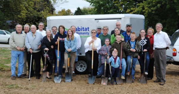 Ground breaking for a new Habitat for Humanity Kosciusko County home to be constructed in North Webster was held Tuesday. Habitat, area churches and community organizations are partnering with the family of Joe and Nichole Roberson to build the home. In front is JJ Roberson. From the left in the second row are Jon Sroufe, Max Miller, Diana Creech, Lori Donahoe, Kelly Duncan, Evelyn Steffen, David Kaufman, Trinity Roberson, Logan Roberson, Nichole Roberson, Joe Roberson, Collin Roberson, Leylah Roberson and Pat Park. In back are Harlan Steffen, Jeff Owens, Brad Cox, Jeff Blair, Don Cross, Dave Bickel and Mickey Kaufmann.