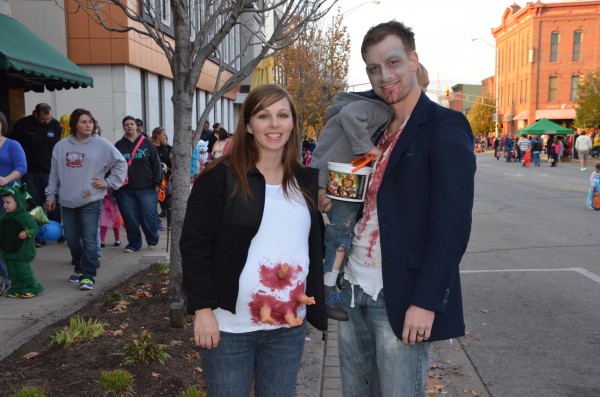 (From left) Kati Rice, Becksley Rice and Ben Rice  of Warsaw pose as a zombie family during Warsaw's Spooktacular.  