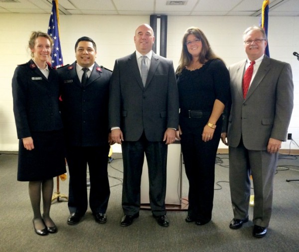 Pictured left to right:  Lt. Karen Pommier, Lt. Esteban Pommier, Alan Alderfer, Jennifer Stofer, Dennis Reeve.
