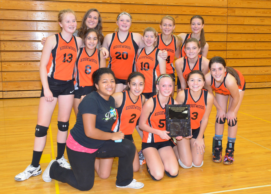 The Edgewood eighth grade volleyball team defeated Lakeview Saturday for the NELMSC championship. (Photo provided)