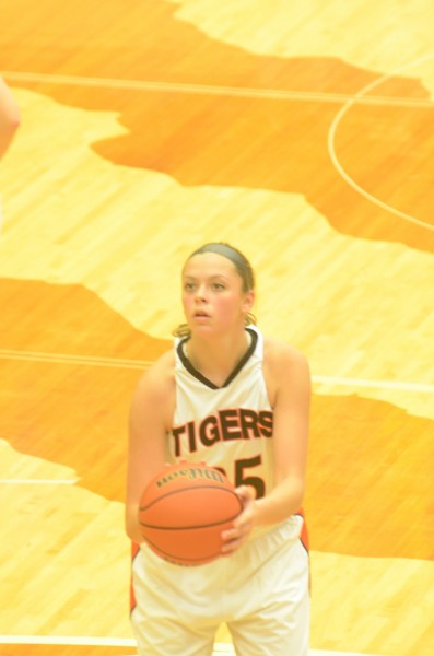 Sophomore Madi Graham eyes a free throw for the Tigers.
