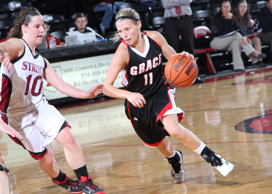 Grace College's Gabby Bryant works against Cardinal Stritch Saturday. (Photo provided by the Grace College Sports Information Department)