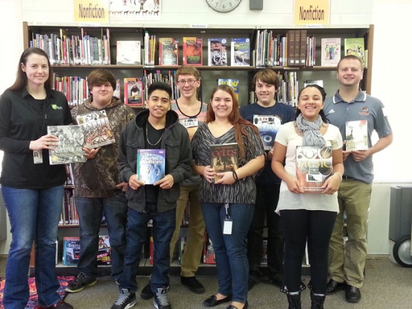 WCS Gateway students stand with their nonfiction titles. (Photo provided)