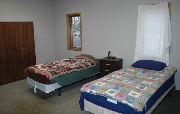 One of three dorm rooms on the recently completed second floor of Fire Station 1. (Photo by Ray Balogh)