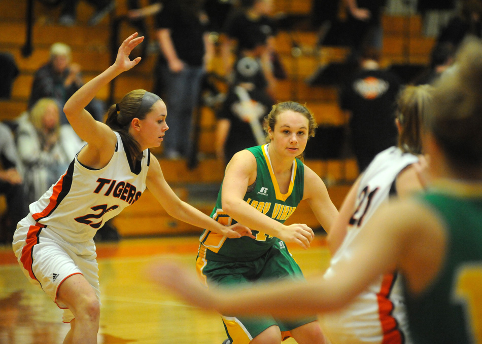 Meredith Brouyette of Tippecanoe Valley seeks a teammate during the game against Warsaw.