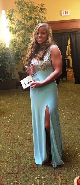 Shelby Anderson poses with her award of 'Miss Congeniality'.  (Photo provided)