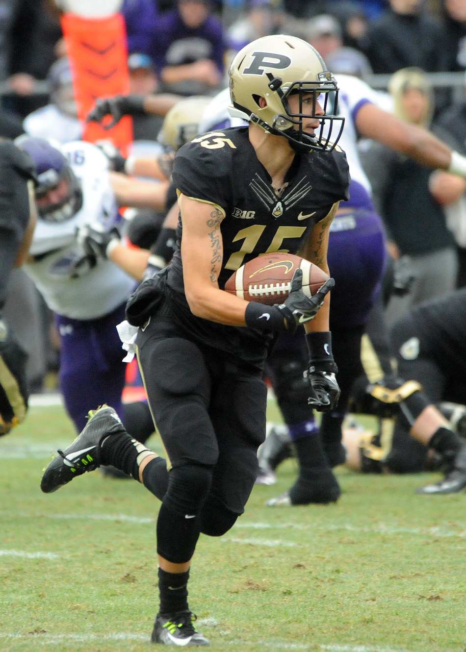 Purdue's Trae Hart advances the ball against Northwestern.