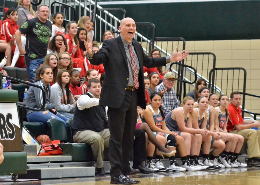 Goshen head coach Lenny Krebs reacts to a call late in Friday's game.