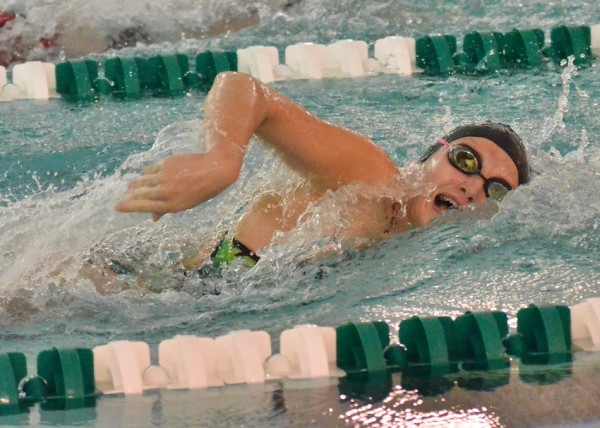 Madie McBride competes in the 200 free for Wawasee.