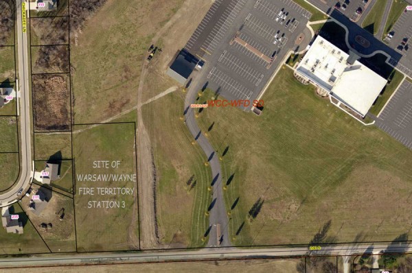 A GIS map showing the location of Warsaw/Wayne Township Fire Territory Station 3.