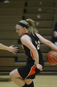 Jodie Carlson makes a slick dribble for the Tigers at Penn Wednesday night.