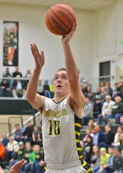 Aaron Voirol scored seven points in the fourth quarter of Friday's 53-48 loss to Plymouth. (Photos by Nick Goralczyk