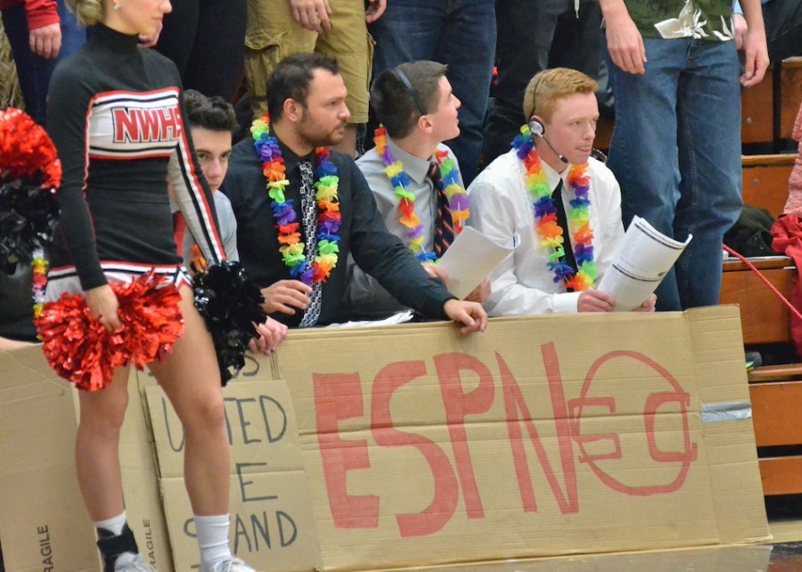Bristol, CT, Los Angeles, New York and Nappanee? NorthWood students got creative by having their own ESPN broadcast table at Friday's game. (Photos by Nick Goralczyk)