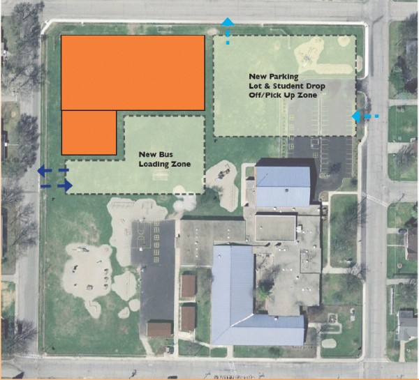 Hoffert proposed the new Lincoln Elementary be built in an unused greenway at the corner of the lot.  (all photos provided by WCS)