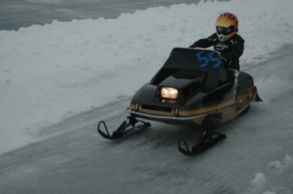 Wawasee Kiwanis Club will hold its annual snowmobile drags, ice permitting, Jan. 31. Registration is from 8:30 a.m. to 10:30 a.m. with races starting at 11 a.m. Pictured, JT Finlinson, with his modified 440 Chisel Stud, participates in the 2014 Wawasee Kiwanis Snowmobile Drags.