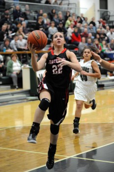 NorthWood's Haley Roe drives to the basket on a fast break.