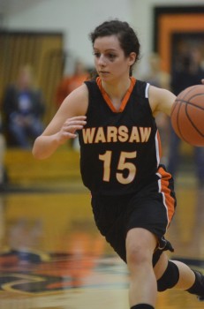Vicki Harris heads to the bucket for Warsaw Saturday in the LaPorte Regional. The Tigers lost 48-36 to No. 9 Merrillville in a semifinal game.