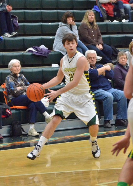 Jake Hutchinson fakes a pass inside.