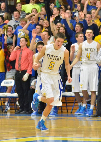 Landon Kaufman had a career night going 5-6 from three to help lift Triton over Tippecanoe Valley. (Photos by Nick Goralczyk)