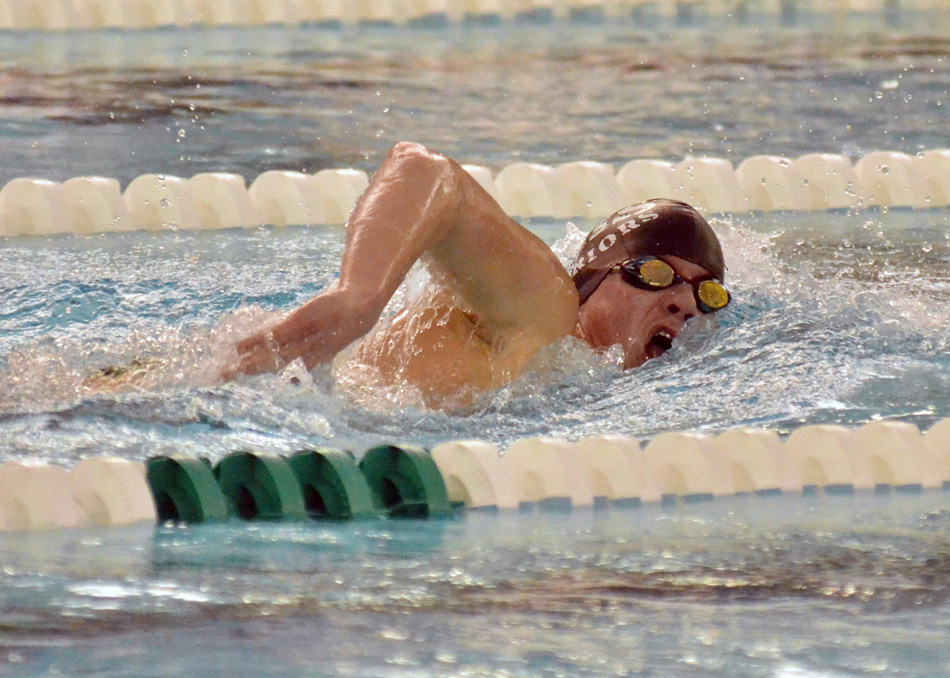 Wawasee's Logan Brugh qualified for the IHSAA Boys Swimming State Finals after posting a state cut time of 4:39.39 at the Concord Boys Swimming Sectional Saturday afternoon. (Photos by Nick Goralczyk)