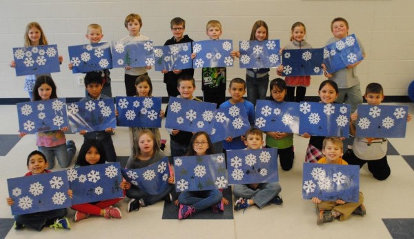 Debbie DeMuth's second grade class with their winter place mats.