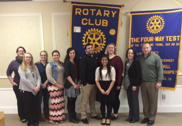 Pictured L-R: Megan Dinse, Hollie Paseka, Raeanne Karczewski, Ashley Gamble, Vicki Harris, Chandler Heeter, Mila Smalley, Shelby Whitaker, Jan Orban & Woody Zimmerman (Rotary)