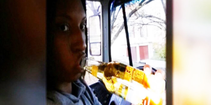 bus driver liquor bottle