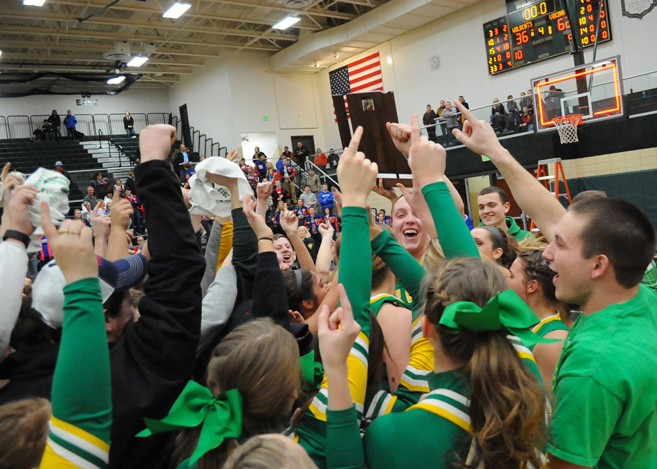 Tippecanoe Valley celebrates with the Wawasee Girls Basketball Sectional trophy Monday night after defeating Whitko in the championship game.