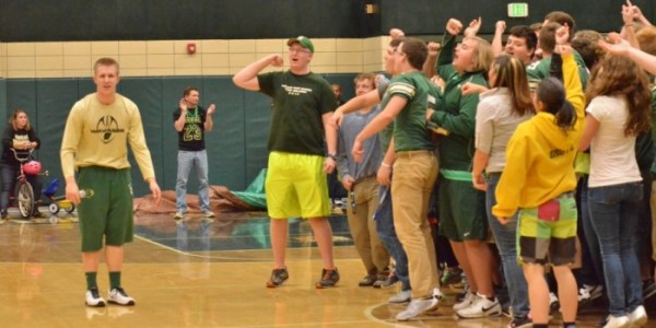 Alex Clark, on the far left, was one of four Wawasee High School students to plan and lead the pep rally in October during homecoming week.