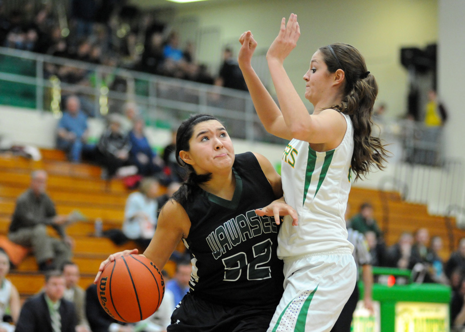 Wawasee's Allissa Flores looks to find room to dribble around Northridge's Ellie Lengacher Friday night. (Photos by Mike Deak)