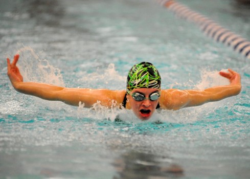 Tippecanoe Valley's Kate Gunter in the individual medley.