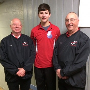 Whitko's Cory Hersha will compete in the bowling state finals this Saturday. Hersha is shown with coaches Ron Warren and Lee Nichols (Photo provided)