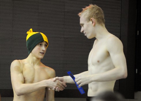 Wawasee's Brady Robinson, left, and Northridge's Camden Koch had an epic finish to the individual medley at the NLC. Could another big finish be in store at the Concord Sectional?