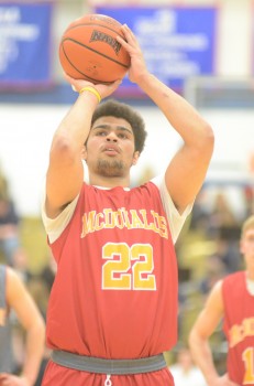 Rashaan Jackson eyes a free throw attempt.