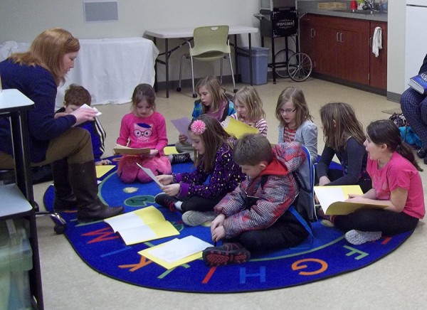 Katie Shelby has been having fun teaching French. Pictured in the front are Ali Smith and Alex Shock.  In the back are Bronson Miller, Areina Battig, Christina Miller, Peyton Bartels, Chloe Bartels, Anna Shock, and Sophie Gernand.