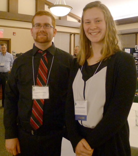 Research Assistant Alix Underwood received an award for best student presentation at the ILMS Conference. Josiah Hartman also received a scholarship from the Indiana Lakes Management Society. 