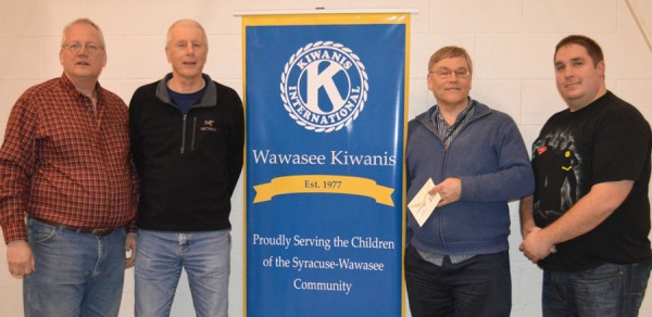 The second place finishers at the Wawasee Kiwanis trivia night was the Knights of Columbus "Knights of the Round Table" team, consisting of (from left): Mike Delucenay, Don Bokhart, Tim Frey and Nick Goralczyk. (Photo by Keith Knepp)