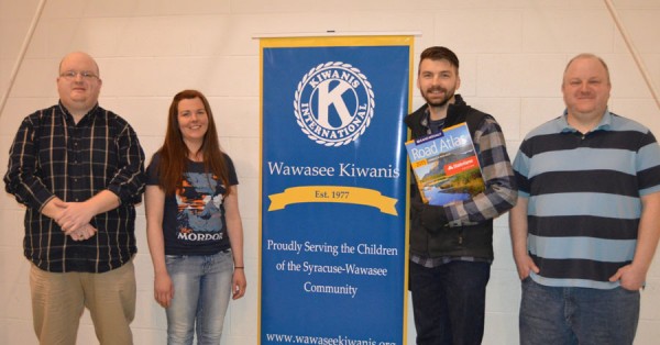 Finishing in third place overall at the Wawasee Kiwanis trivia night was team "Tapped Out" featuring (from left): Aaron Tatman, Lindsey Richardson, Eric Richardson and Andy Tatman. (Photo by Keith Knepp)