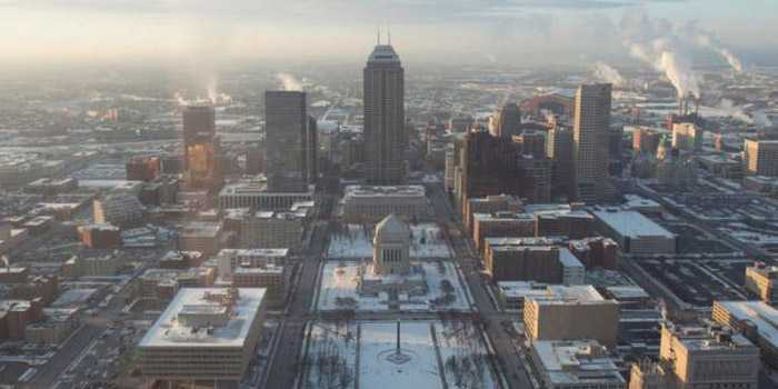 Indianapolis skyline with snow