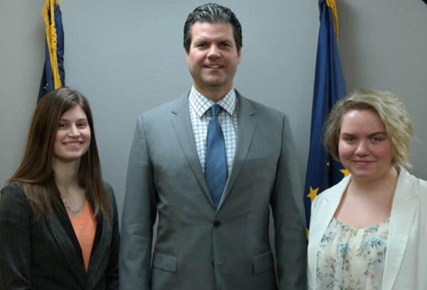 Hayley Bradfield, Senator Ryan Mishler and Becka Lukens.