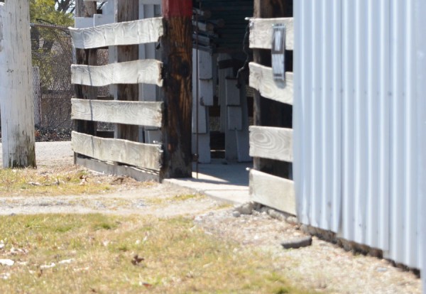 An entry to one of the livestock barns