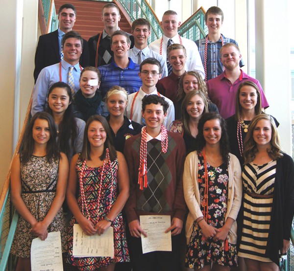 Students recognized for the Tri Alpha award.