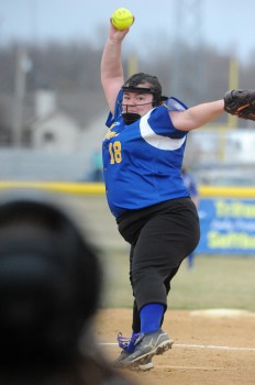 Triton starting pitcher Brycelyn Garbison delivers to Rochester.