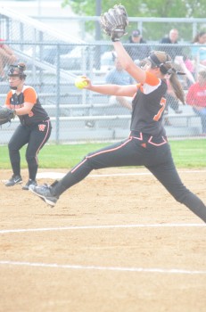 Pitcher Abby Glass winds up for Warsaw.