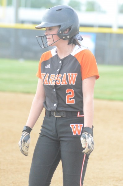 Karly Jones stands at first base after a single for the Tigers in sectional play Monday.